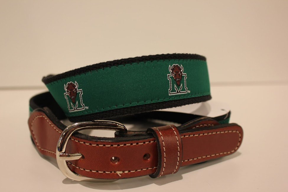 Marshall University Men's  Web Leather Belt