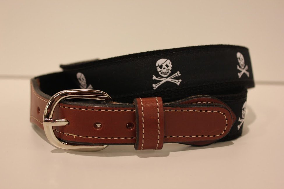 Pirate Jolly Roger  Belt-  Web Leather Belt
