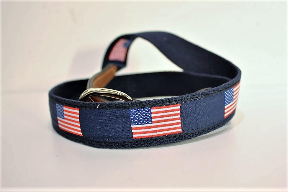 USA Flag American Flag Men's  Web Leather Belt