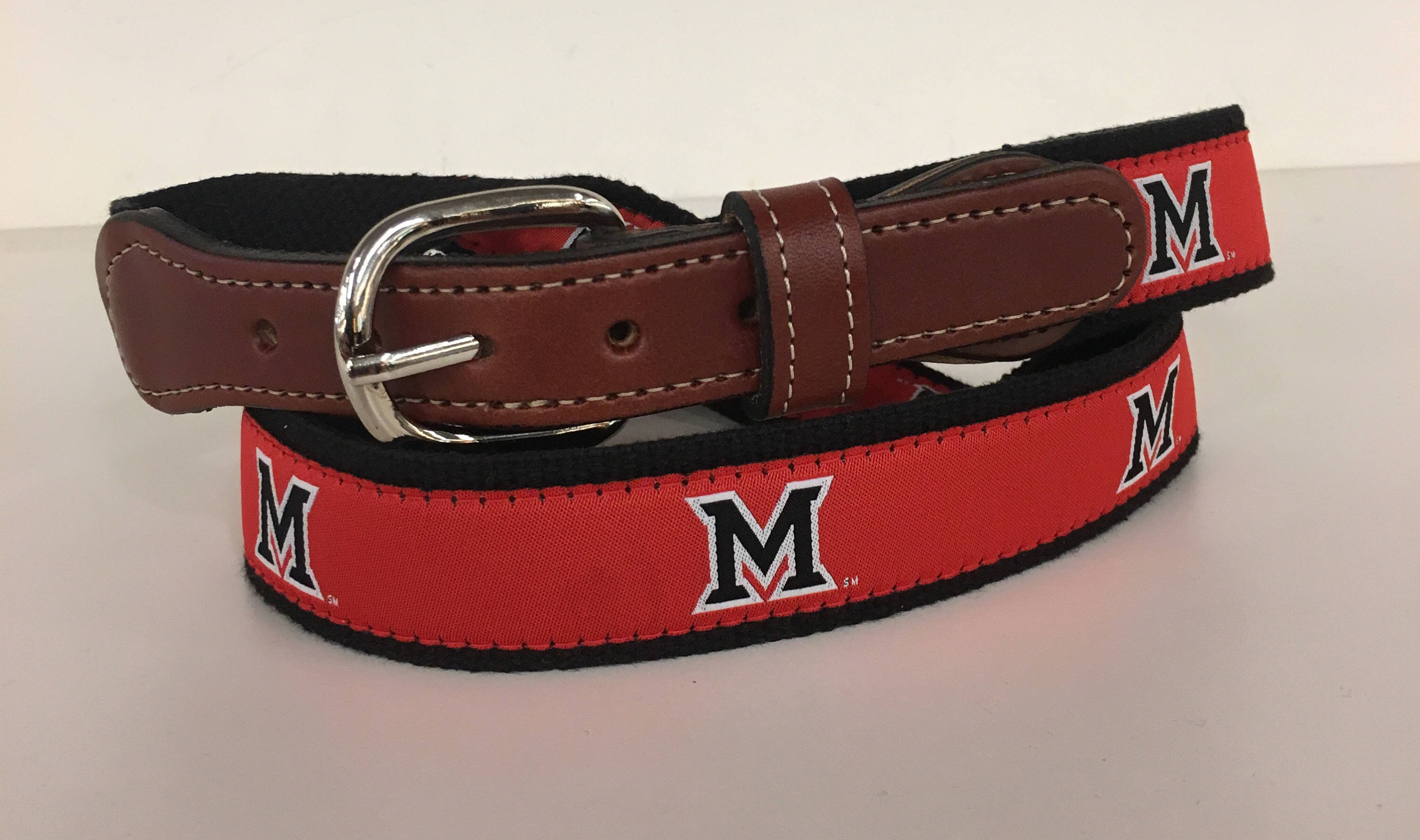 Miami University of Ohio Men's  Web Leather Belt