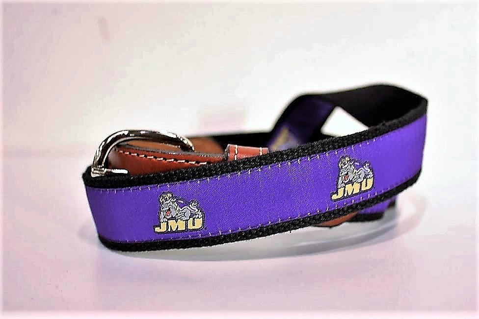 James Madison University JMU Men's  Web Leather Belt