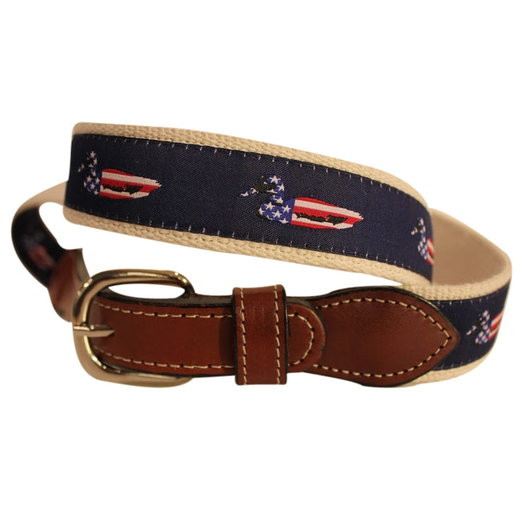 USA Mallard Duckl  men's Web Leather Belt