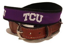 Texas Christian University TCU Men's  Web Leather Belt