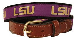 LSU   Men's  Web Leather Belt