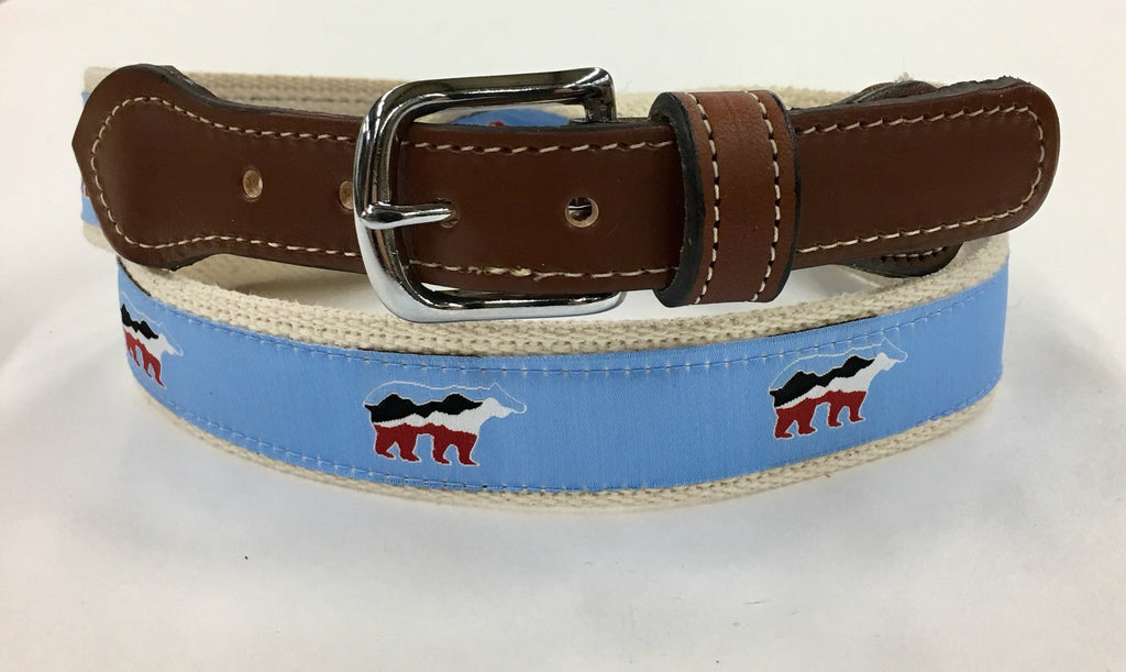 USA Bear Design Web Leather Belt