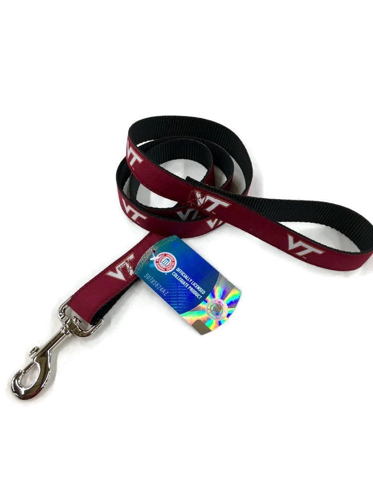 Virginia Tec Dog Leash. VT woven logo ribbon 6 foot leash. Licensed Virginia Tech products.