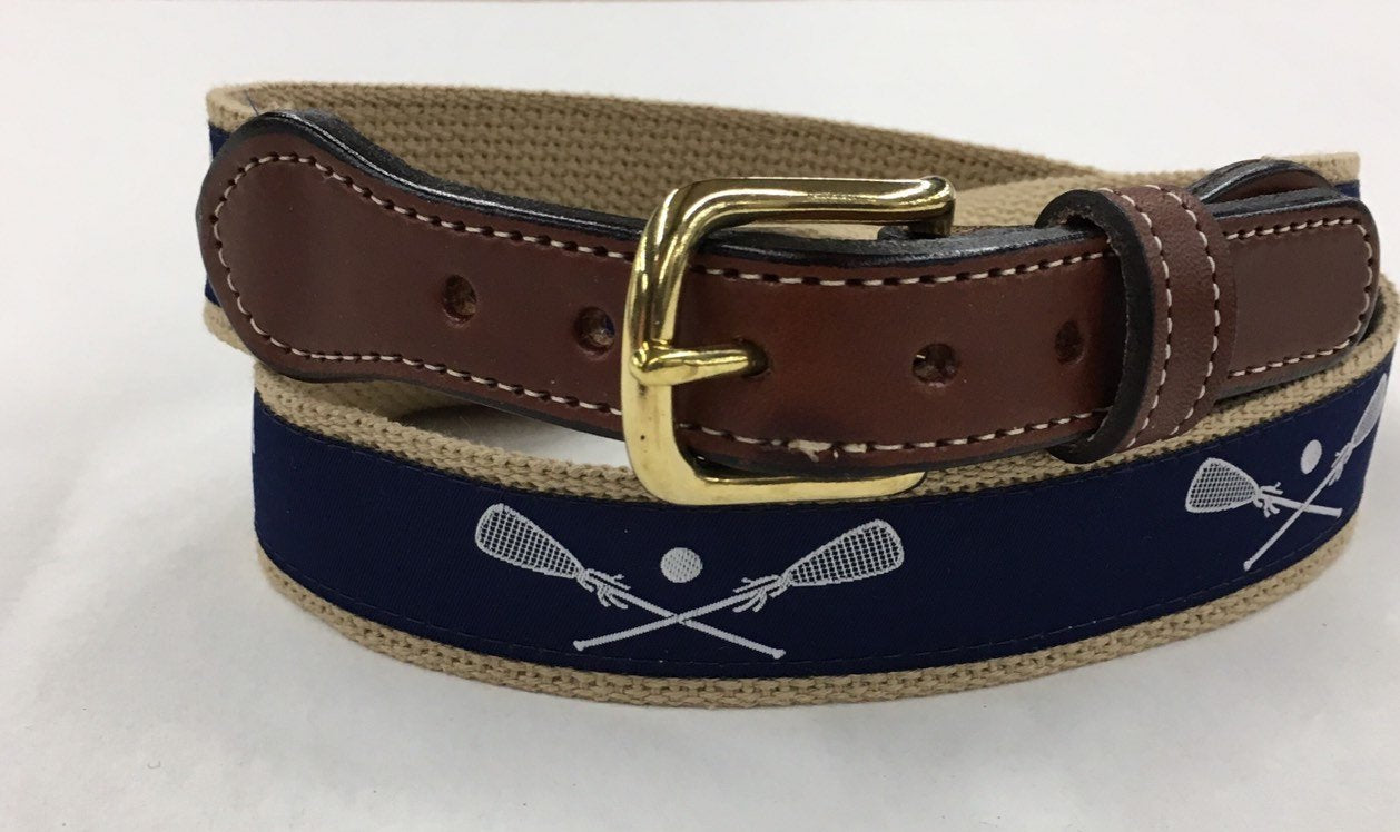 Lacrosse ribbon cotton Web Leather Belt
