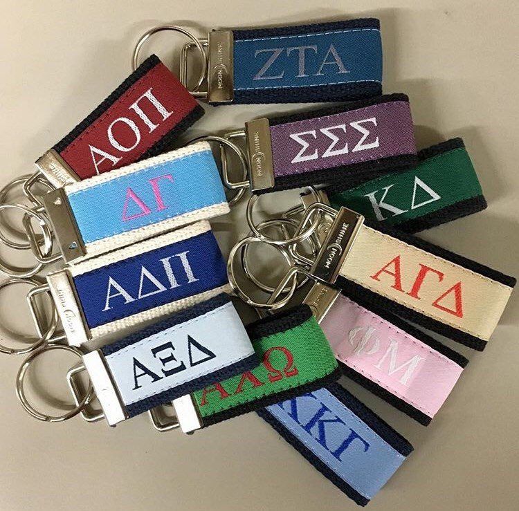Greek Letter Alpha Chi Omega Sorority  Web Key Chain Fob. Officially Licensed Greek Accessories.