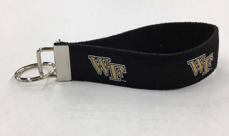University of Wake Forest licensed wristlet web key chain long loop fob