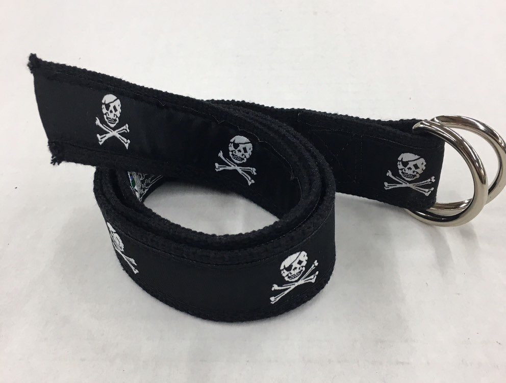 Pirate Jolly Roger Skull D Ring Belt