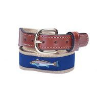 RedFish Belt or Sailboat on Navy Ribbon with Cotton/Leather Ends